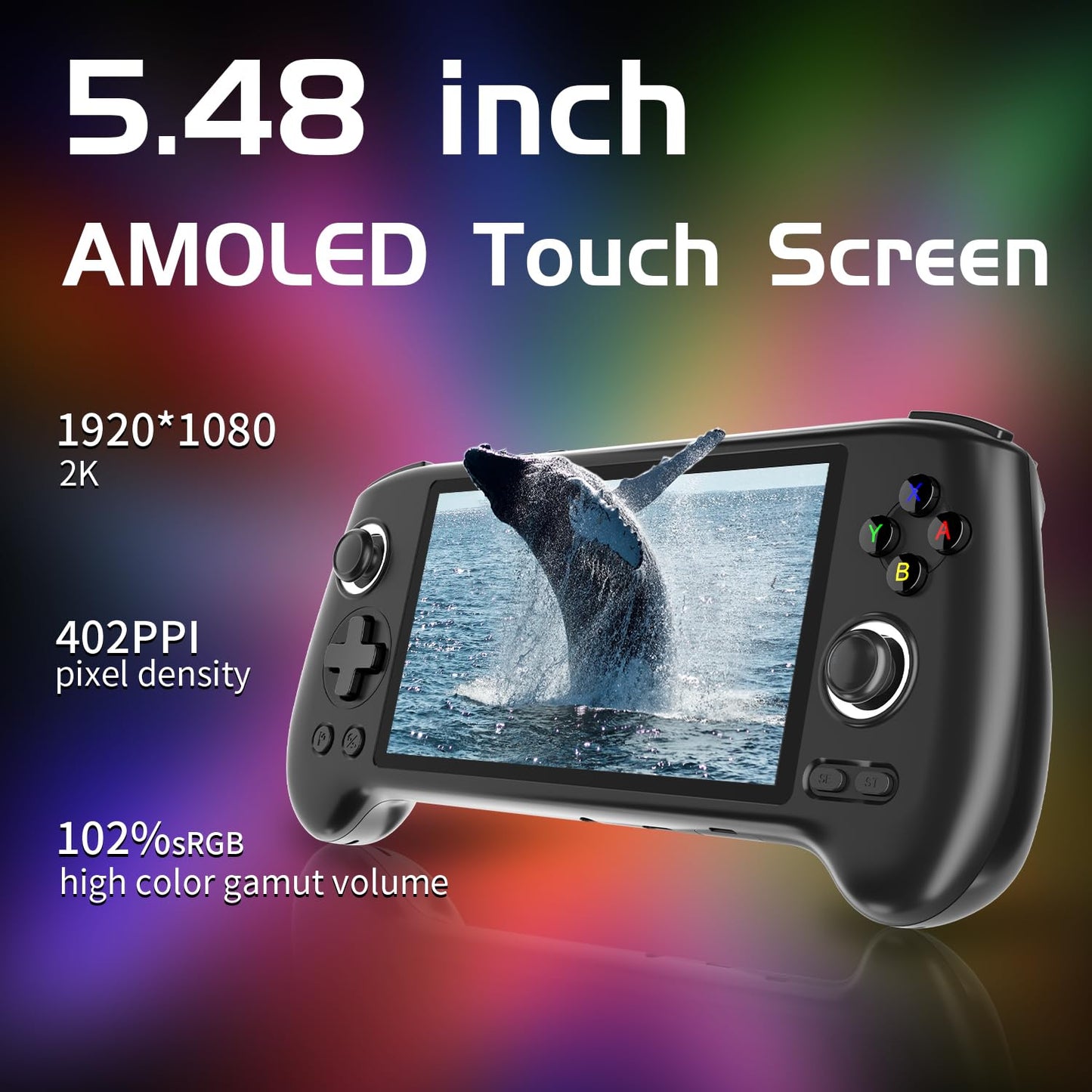 RG556 Retro Handheld Game Android 13,rg 556 Handheld Game with 5.48 inch Touch OLED Screen Built-in 128G Pre-Loaded 4423 Games,RG556 Supports DP and WiFi Bluetooth has Hall Rocker Battery 5500mAh