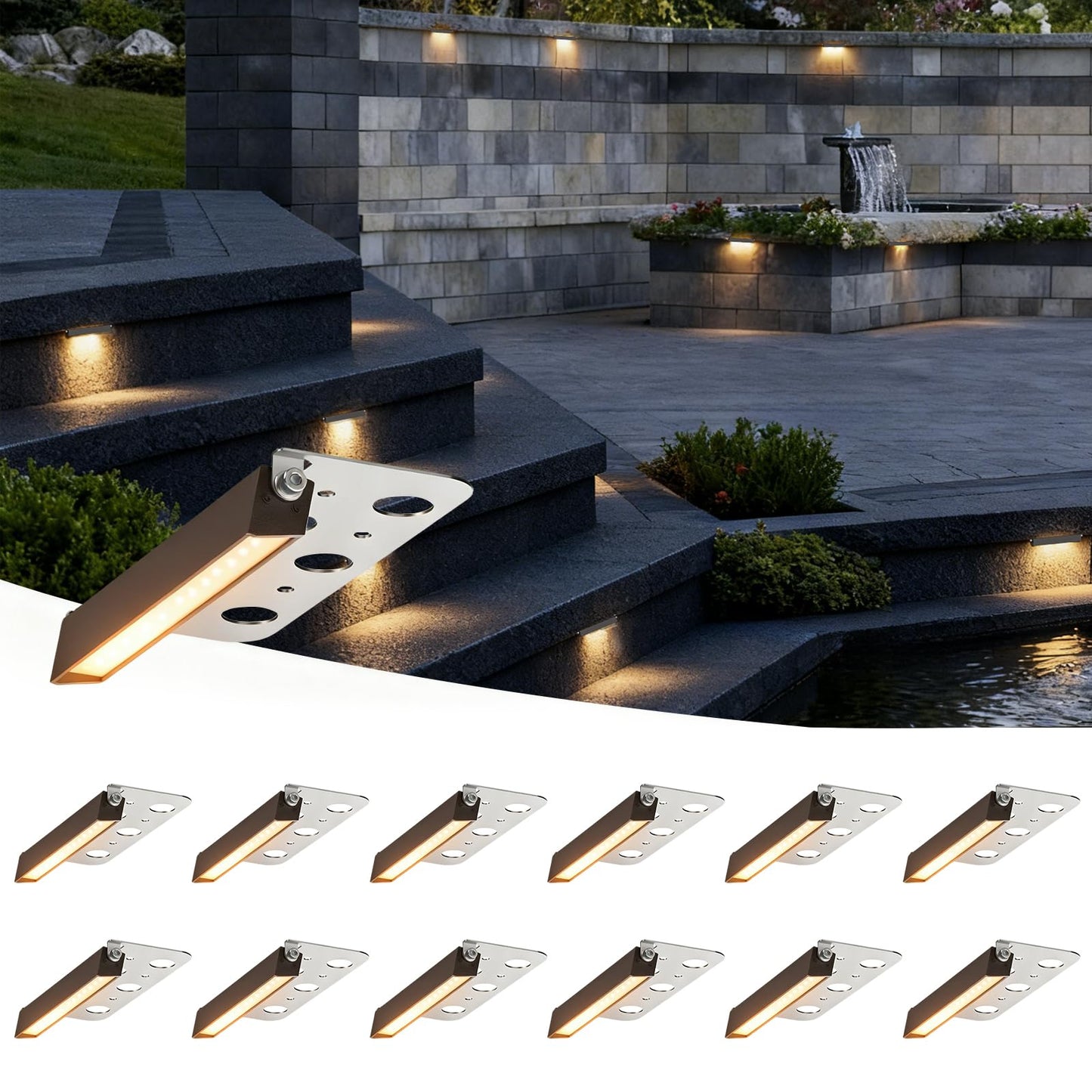 Jesled 12 Pack 7Inch Led Retaining Wall Lights  5W Landscape Lighting  Led Hardscape Lighting 12V Paver Lights Low Voltage Hardscape Lights  5W Outdoor Step Lights  2700K Warm White  Waterproof