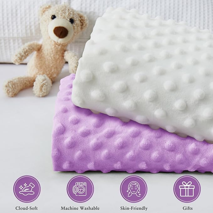 Homiest 2 Pack Changing Pad Cover, White + Light Purple Changing Table Sheets, Ultra Soft Fleece Minky Dot Fabric, Breathable Comfortable Diaper Pad Cover for Girls and Boys, Machine Washable