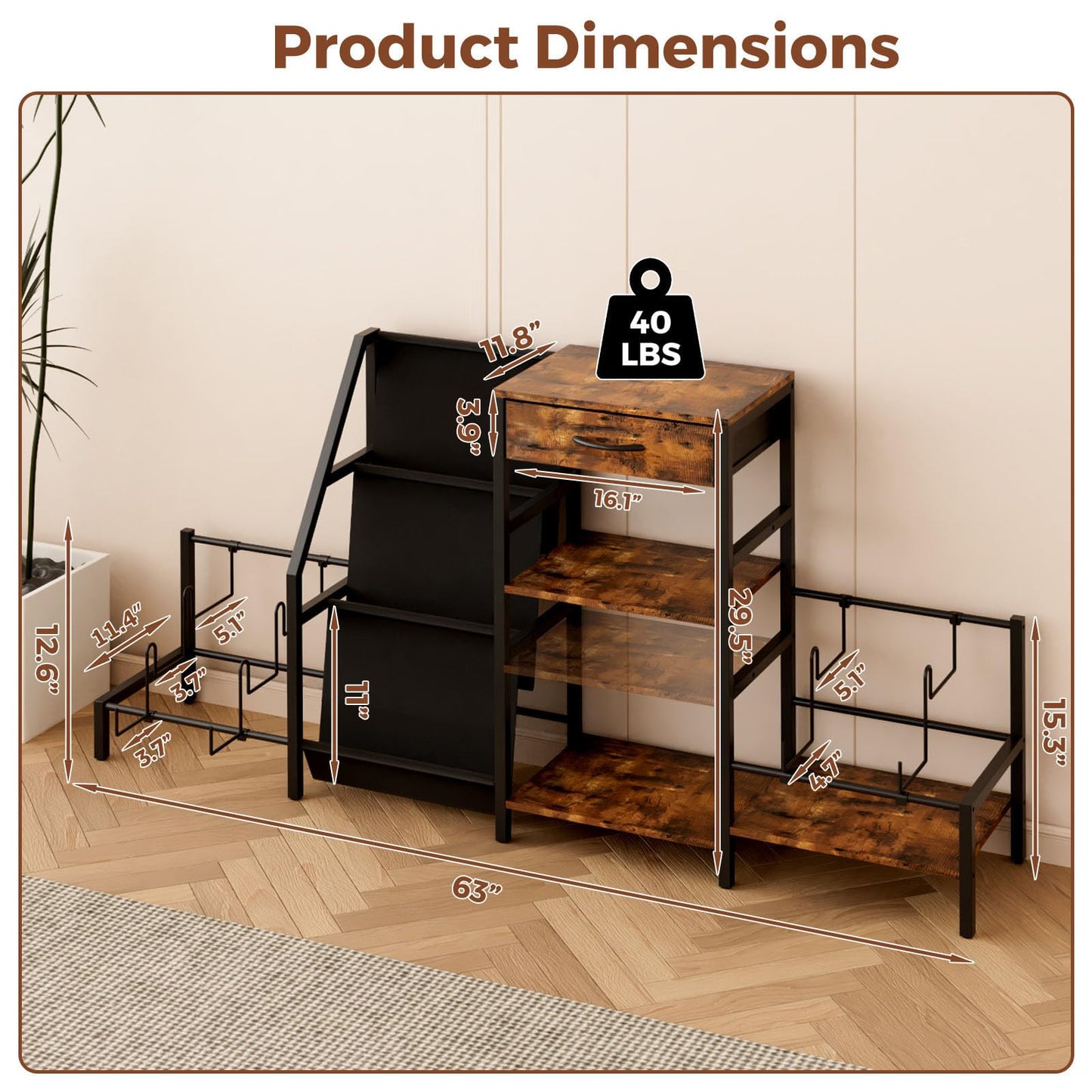 Kikihouse 3 Tier Guitar Stand For Multiple Guitars, Guitar Rack With Amp Shelf And Vinyl Record Storage, Multi Guitar Stand For