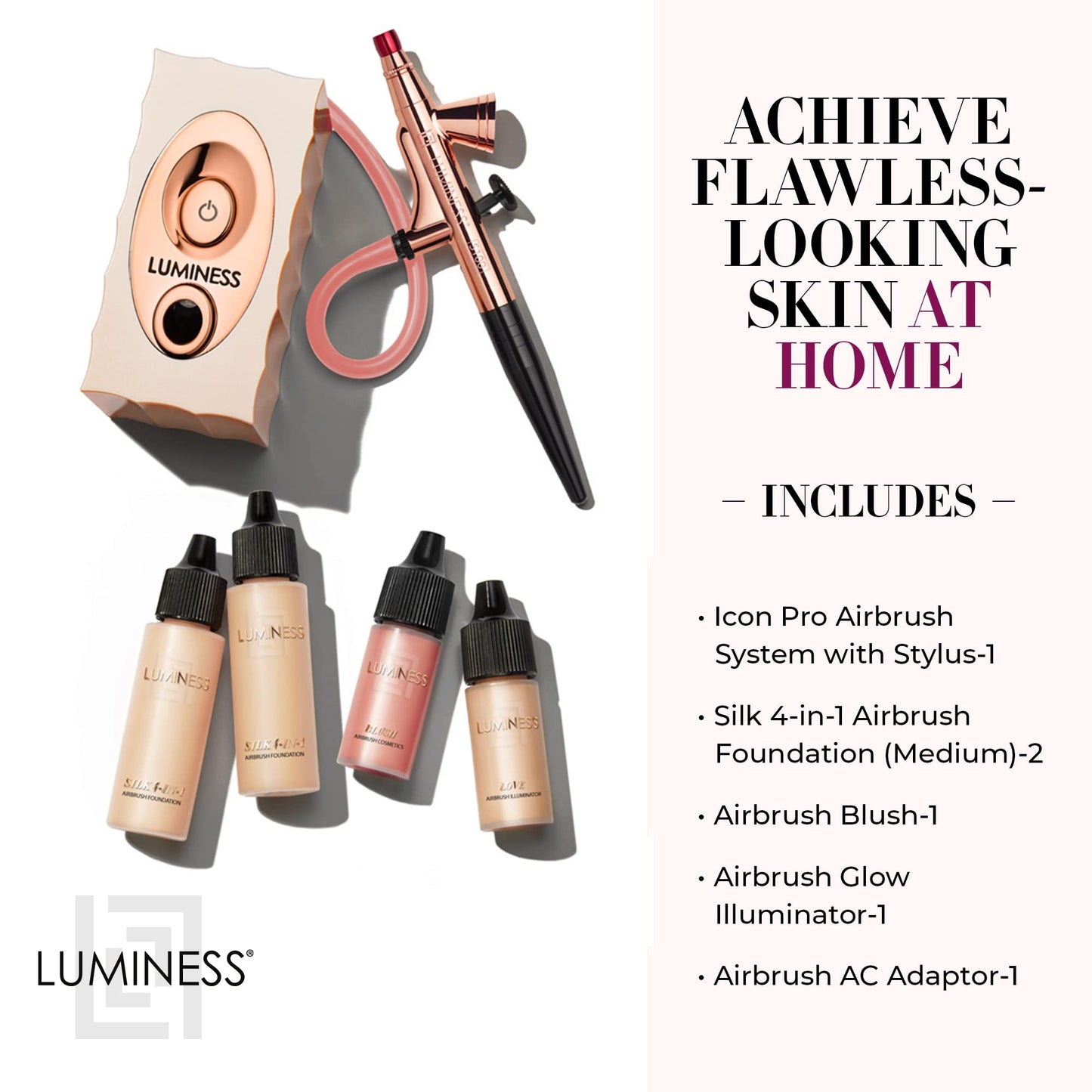 Luminess Air Icon Pro Airbrush System with 4-Piece Foundation Starter Kit, Medium Coverage - Quick, Easy & Long Lasting Applicat