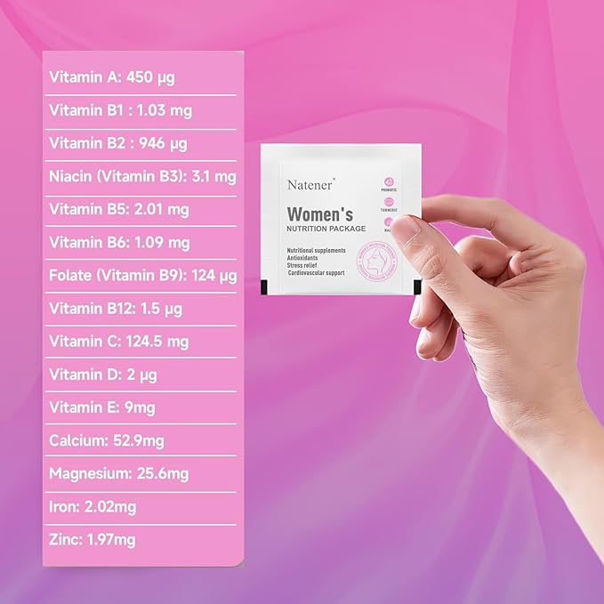 Natener 1795mg Women Vaginal Probiotics Daily Vitamin Pack | 80B Lactobacillus + 800mg Omega-3 + 250mg NAD+ + 179.5mg Vitamin C for Vaginal Ph Balance, Moisture, Tightening,Anti-Aging,Immune & Mood