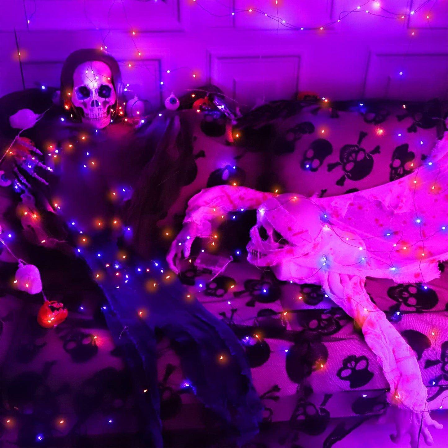 TURNMEON Halloween String Lights, 10FT 30LED, Copper Wire, Battery Powered, Purple and Orange, Indoor/Outdoor Decor