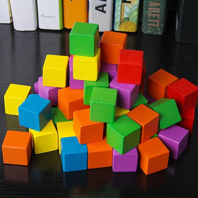 1cm Wood Blocks for Crafts, 500Pcs Unfinished Wood Cubes, Natural Pine Small Wood Square Blocks, Wooden Cubes for Arts Crafts and DIY Projects ﻿