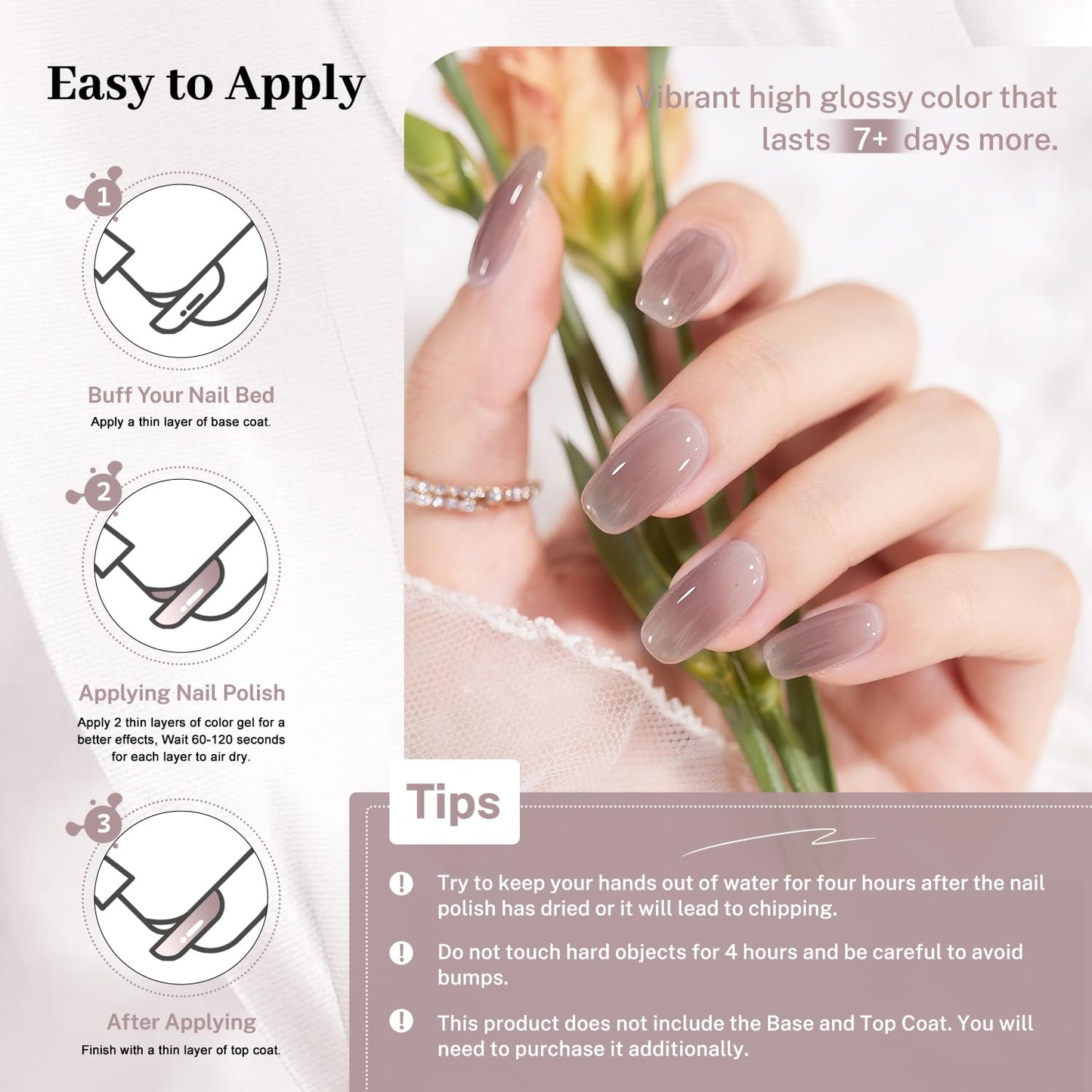 OpenLive 16.5ml Jelly Light Gray Nail Polish Large Volume Quick Dry Nail Polish, Long Lasting Shine, Fingernail Toenail Nail Art