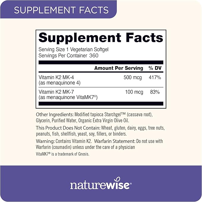 NatureWise Vitamin D3 5000IU (125mg) 360 Count + Vitamin K2 MK-7 100mcg and MK-4 500mcg 90 Count - Bundle for Bone & Heart Health - Gluten Free, Non-GMO, Halal Gelatin- 1 Year Supply