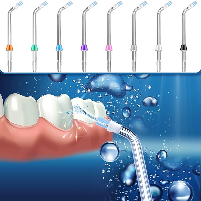 Nuanchu 8 Pieces Compatible with Waterpik Replacement Flossers Replacement Tips, Classic Jet Tips Flosser Refill Heads Replacement Heads for Water Toothpick
