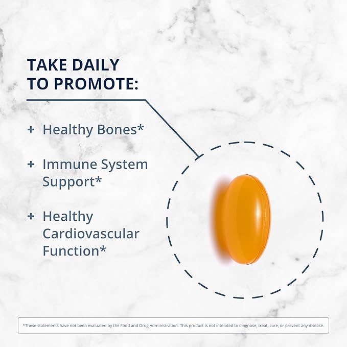 Metagenics Vitamin D3 + K - for Immune Support, Bone Health & Heart Health* - Vitamin D with MK-7 (Vitamin K2) - Non-GMO - Gluten-Free - 60 Softgels - 10,000 IU