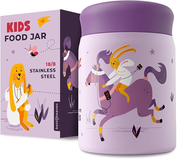 Bentoheaven Kids Food Jar (10oz) - Vacuum Insulated Food Container - Premium Double Wall Stainless Steel - Easy to Open - Keeps Soup & Food Hot/Cold - Lunch Box Thermos for Hot Food Kids (Mauve)