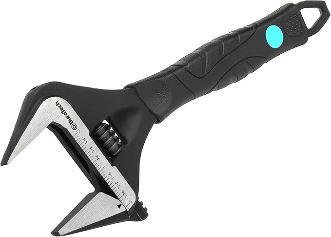DURATECH 10-Inch Adjustable Wrench, Wide Jaw Opening Black Oxide Finish Plumbing Wrench, CR-V Steel, SAE and Metric Scale ...