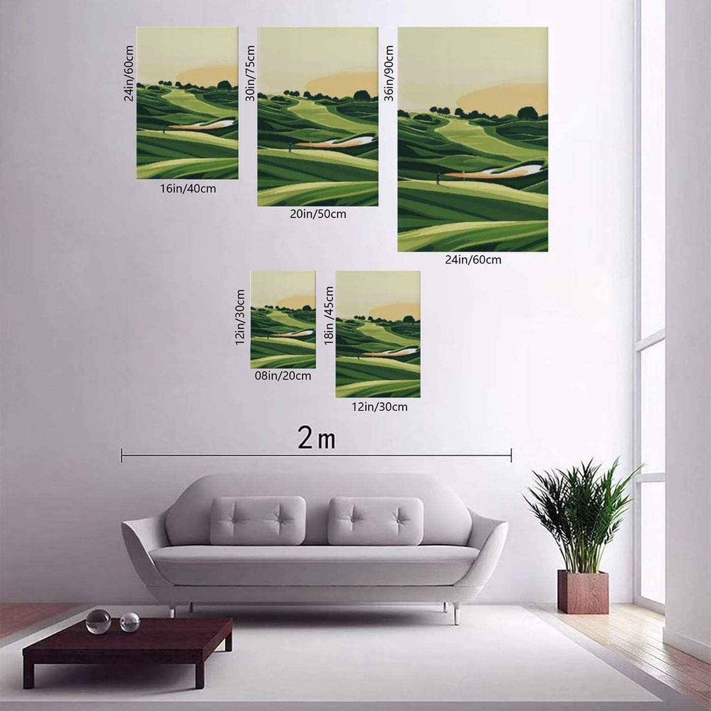9W Golf Course Poster Green Scenery Decoration Wall Art for Office Living Room Unframe-style 16x24inch(40x60cm)