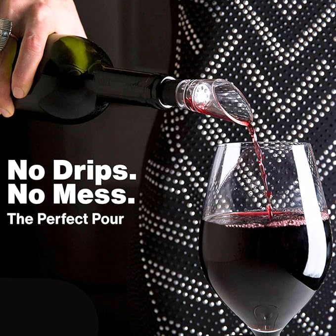 TenTen Labs Premium Wine Aerator Pourer and Wine Stopper (2-pack) - Bottle Stopper - Comes with Gift Box (Red)