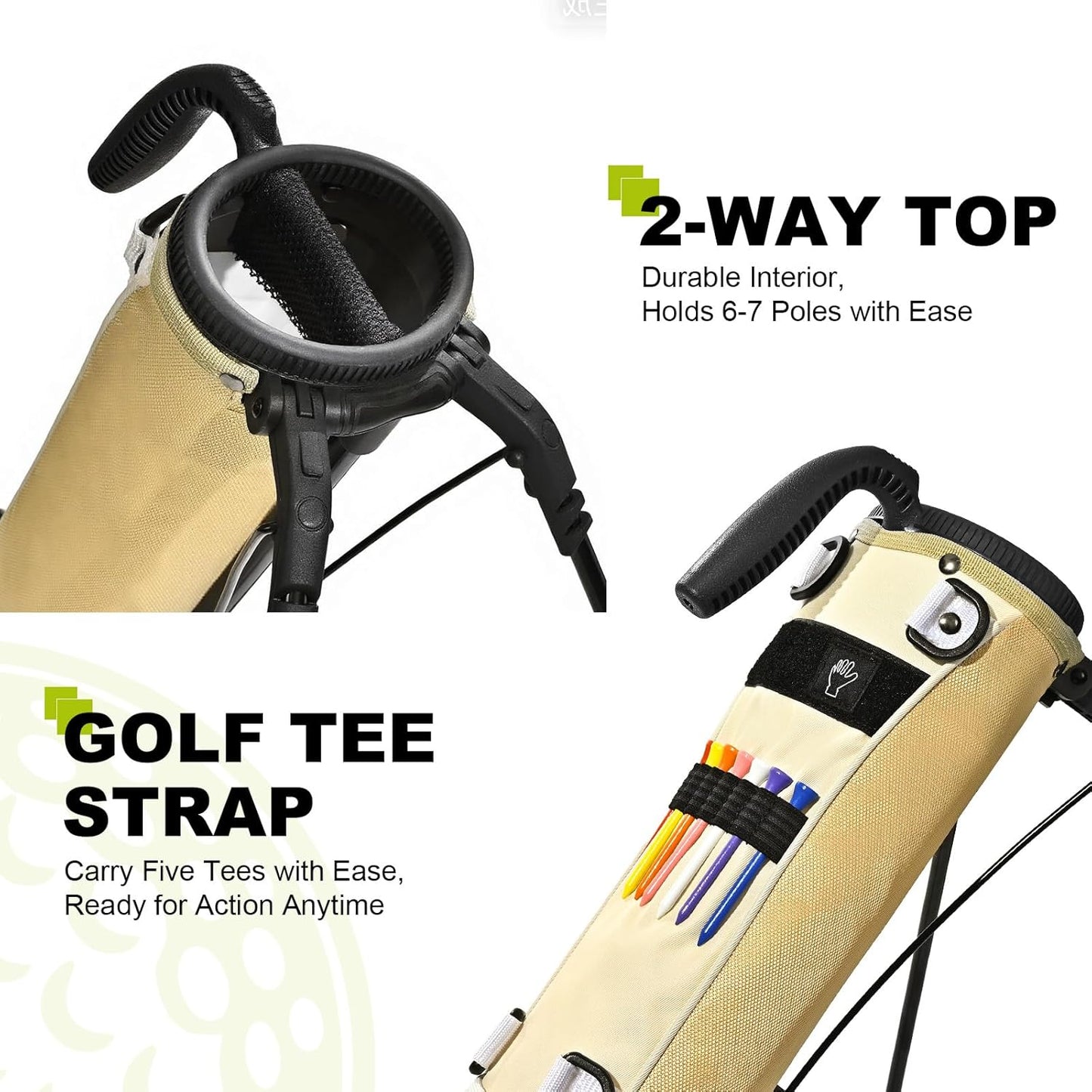 Golf Lightweight Stand Carry Bag– Easy to Carry and Durable Pitch n Putt Golf Bag for The Driving Range, Par 3 and Executive Courses–31.5 inches Tall