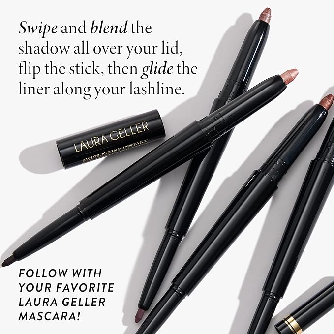 LAURA GELLER NEW YORK Swipe-n-Line Dual-Ended Eyeshadow + Eyeliner - Dramatic (Sage-Gray/Stormy Blue) - Cream Eyeshadow & Smooth Glide Eyeliner - Waterproof & Crease-free Color