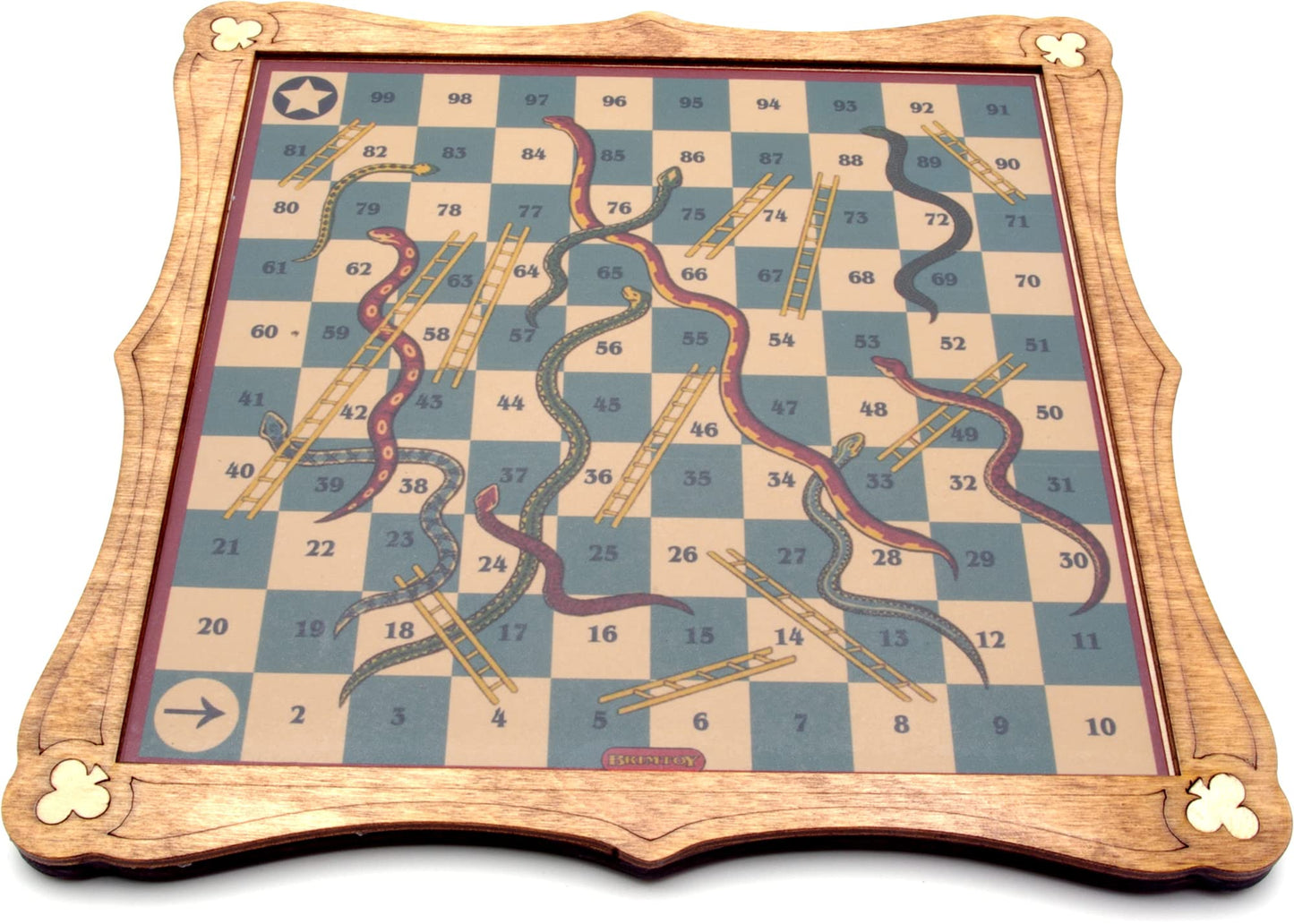 Snakes & Ladders traditional wooden board game