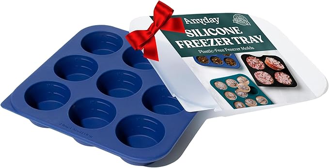 Anyday 2-Tbsp Silicone Freezer Tray with Silicone Lid for Sauces, Purees, Garlic, Herbs, Tomato Paste | Plastic-Free Freezer Molds | 1 Oz Meal Prep Ice Cube Tray Reusable