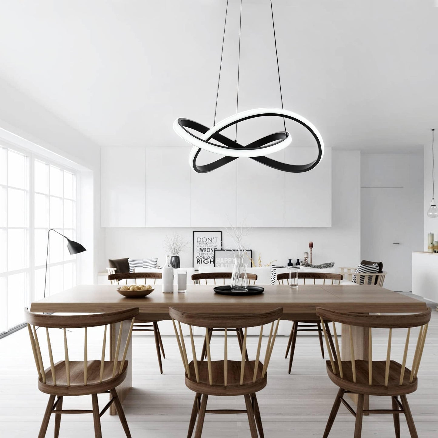 Mayna Modern Chandelier With Remote Control  Dimmable Led Pendant Light Fixtures With 3 Color Temperature  Height Adjustable Kitchen Island Lighting For Dining Room Kitchen Entryway  Black 19.7 Inch
