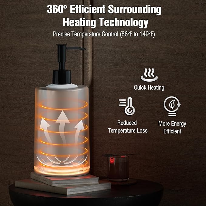 Massage Oil Lotion Warmer, Massage Oil Heater for SPA Massage Therapy and Personal Use, Portable Body Oil Warmer Dispenser with Two Massage Bottles, Adjustable Temperature(86-149°F), Silver