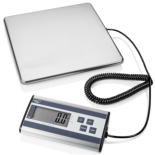 Smart Weigh Digital Postal Shipping Scale, Heavy Duty, 440 lb Capacity, 6 oz Readability, Hold & Tare Function, Stainless ...