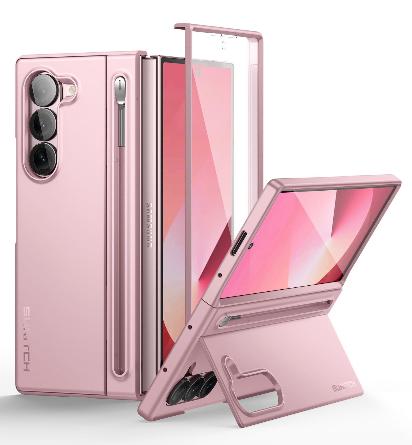 Suritch For Samsung Galaxy Z Fold 6 Case With Kickstand And S Pen Holder [S Pen Not Included], Phone Case For Z Fold 6 2024 -Lig