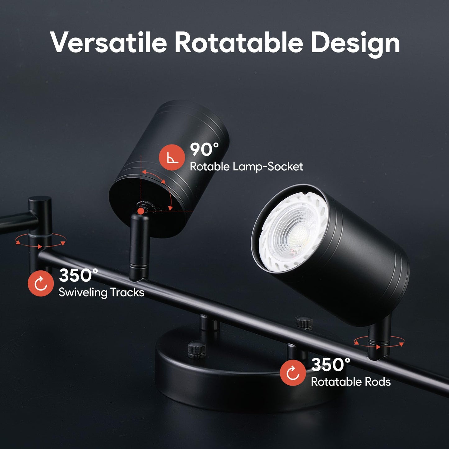 Vonluce 6 Light Track Light Fixture  Led Track Lighting Kit With Rotatable Track Heads  3-Color Gu10 Bulbs Included  Modern Ceiling Spotlight For Kitchen Office Closet Studio Bedroom  Black
