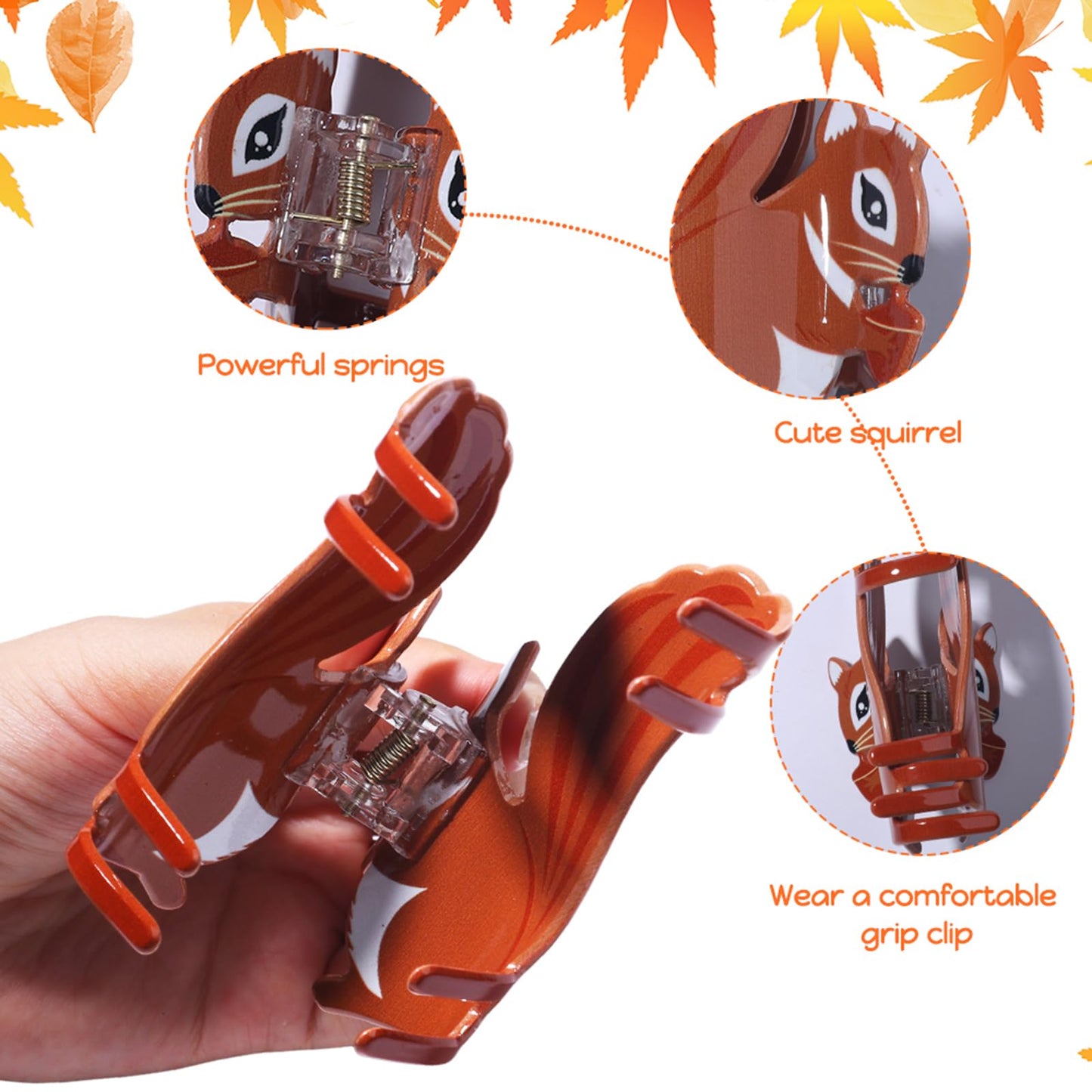 Fall Hair Clips Thanksgiving Cute Squirrel Hair Accessories for Girls Hair Clip Autumn Squirrel Claw Clips for Women Fashion Hai
