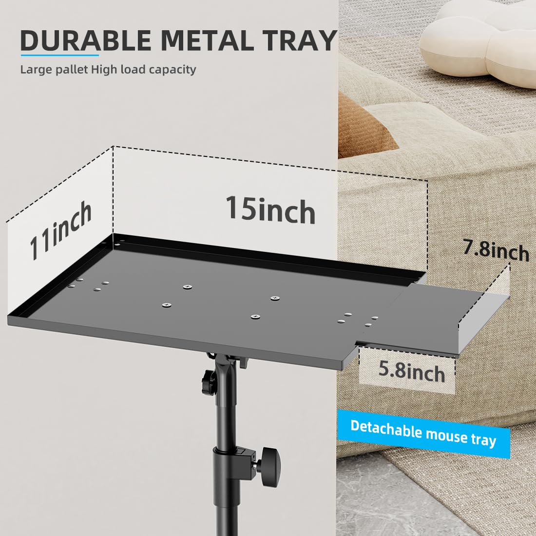 Gzgdljq Projector Stand With Wheels, Laptop Tripod From 29 To 69 With Mouse Tray, Adjustable Height Dj Racks Stands With Goosene