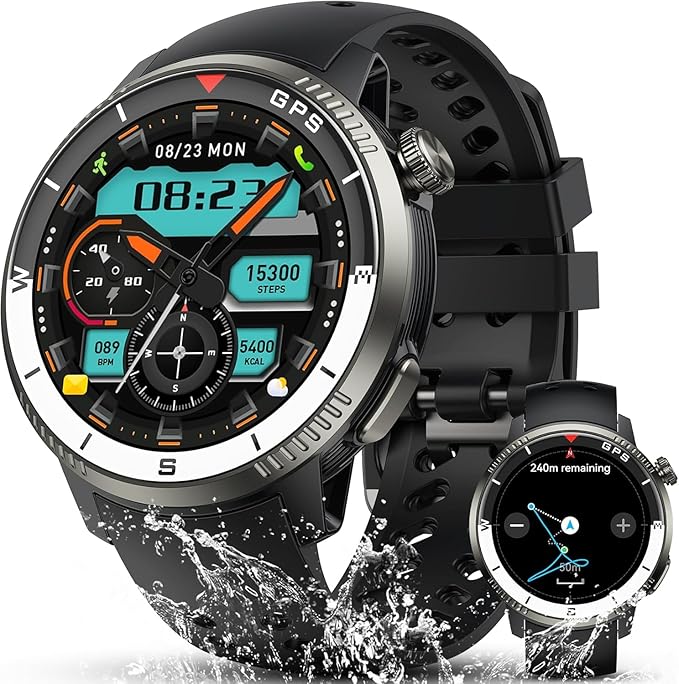 Military Smart Watch(Answer/Make Call), GPS Smartwatch for Men Women, 1.43" HD AMOLED Display, Fitness Activity Tracke wit...