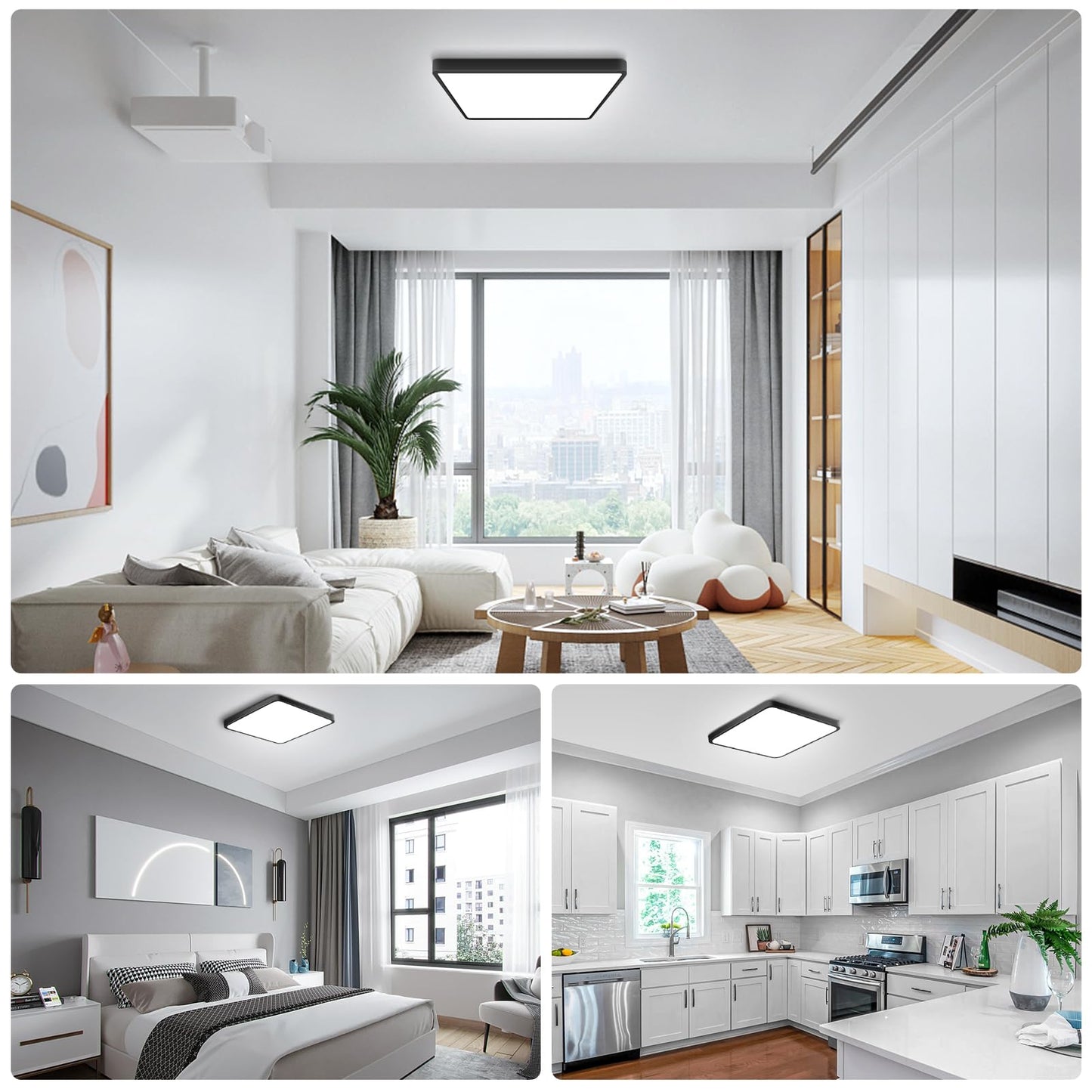 9Inch 18W Square Led Ceiling Light Fixtures Flush Mount  5000K Daylight White Led Ceiling Lamp  Surface Mount Modern Ceiling Lights  Black Slim Flat Panel Lighting For Bedroom  Kitchen  Bathroom Etc