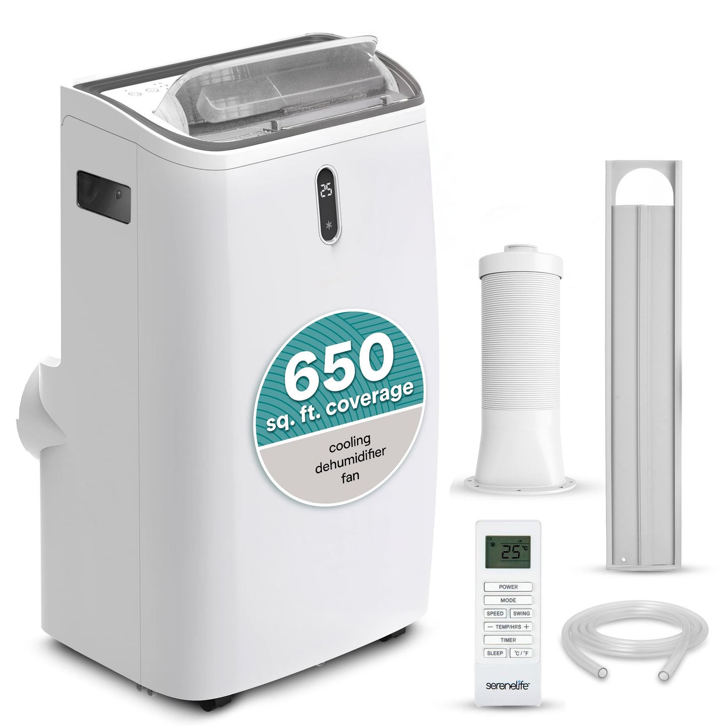 Serenelife Portable Air Conditioner, 14000 Btu (Ashrae) Compact Home A/C Cooling Unit With Built-In Dehumidifier And Fan Modes,