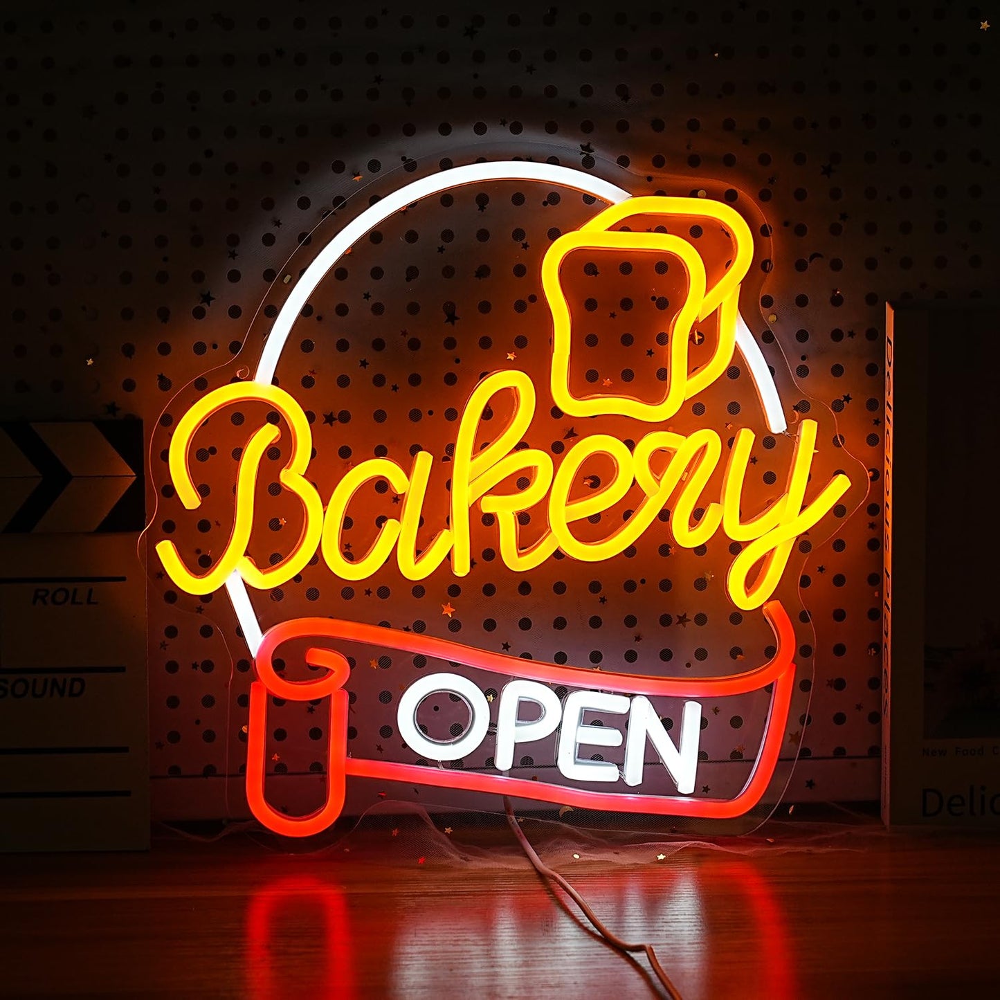 Liuozhtea Dimmable Bakery Open Neon Sign Usb Open Light Up Sign For Wall Decor Brighter Led Bakery Open Neon Light For Bakery Cake Shop Dessert House Business Decor(12.8 * 12.8 In)