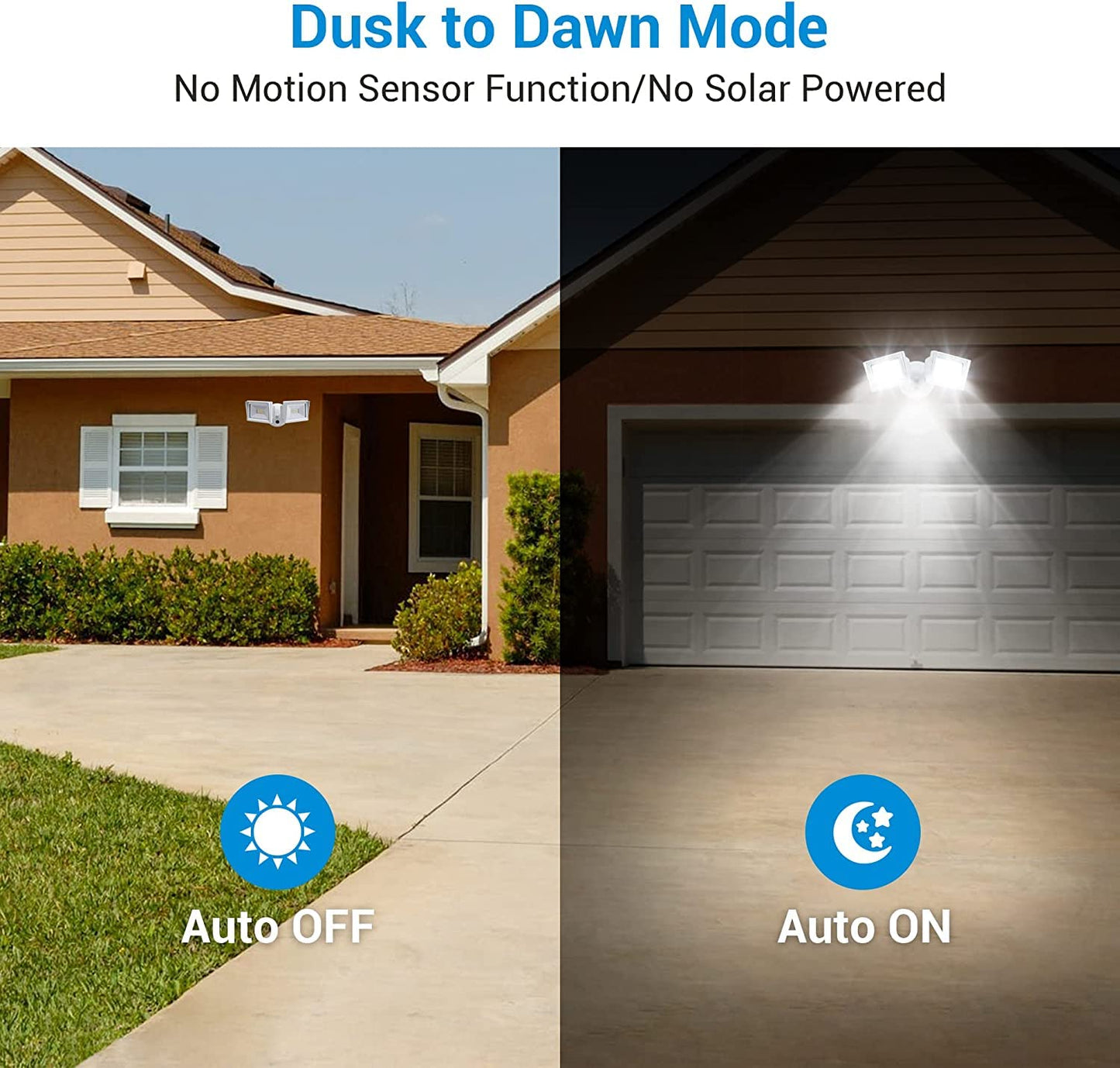 DEWENWILS LED Flood Light Outdoor 62W 5400LM Dusk to Dawn 5000K White Aluminum IP65 Waterproof Adjustable Heads