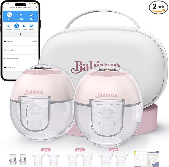 Breast Pump Hands Free - Wearable Breastfeeding Pump with App Smart Control, 4 Modes 9 Levels, LED Light, Quiet Portable Breast Pump, Extractor de Leche Materna Electrico, wear4 Flange Sizes