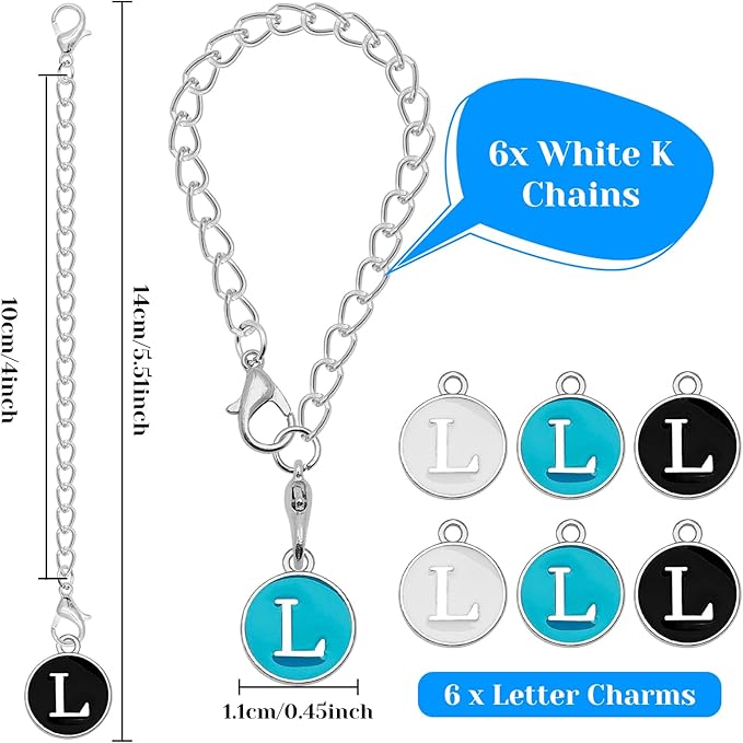 Letter Accessories for Stanley Cup,6PCS Initial Name ID Personalized Handle Personalized Handle Decor Set DIY Identification Handle Letter for Stanley Tumble (L/White/Black/Blue)