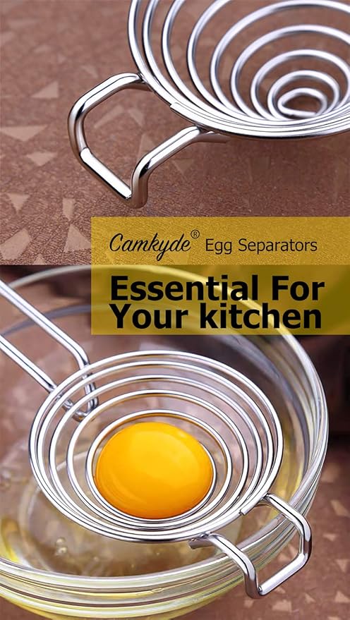 CAMKYDE Egg Separator Food Grade Stainless Steel Egg Yolk White Separation Tool (Black)