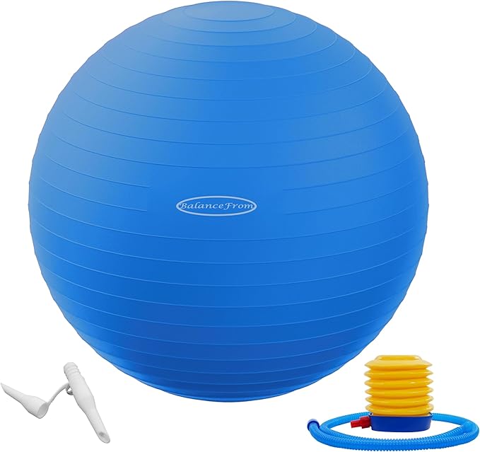 Fitvids Anti-Burst and Slip Resistant Exercise Yoga Fitness Birthing Ball with Quick Pump, 2,000-Pound Capacity, Multiple ...