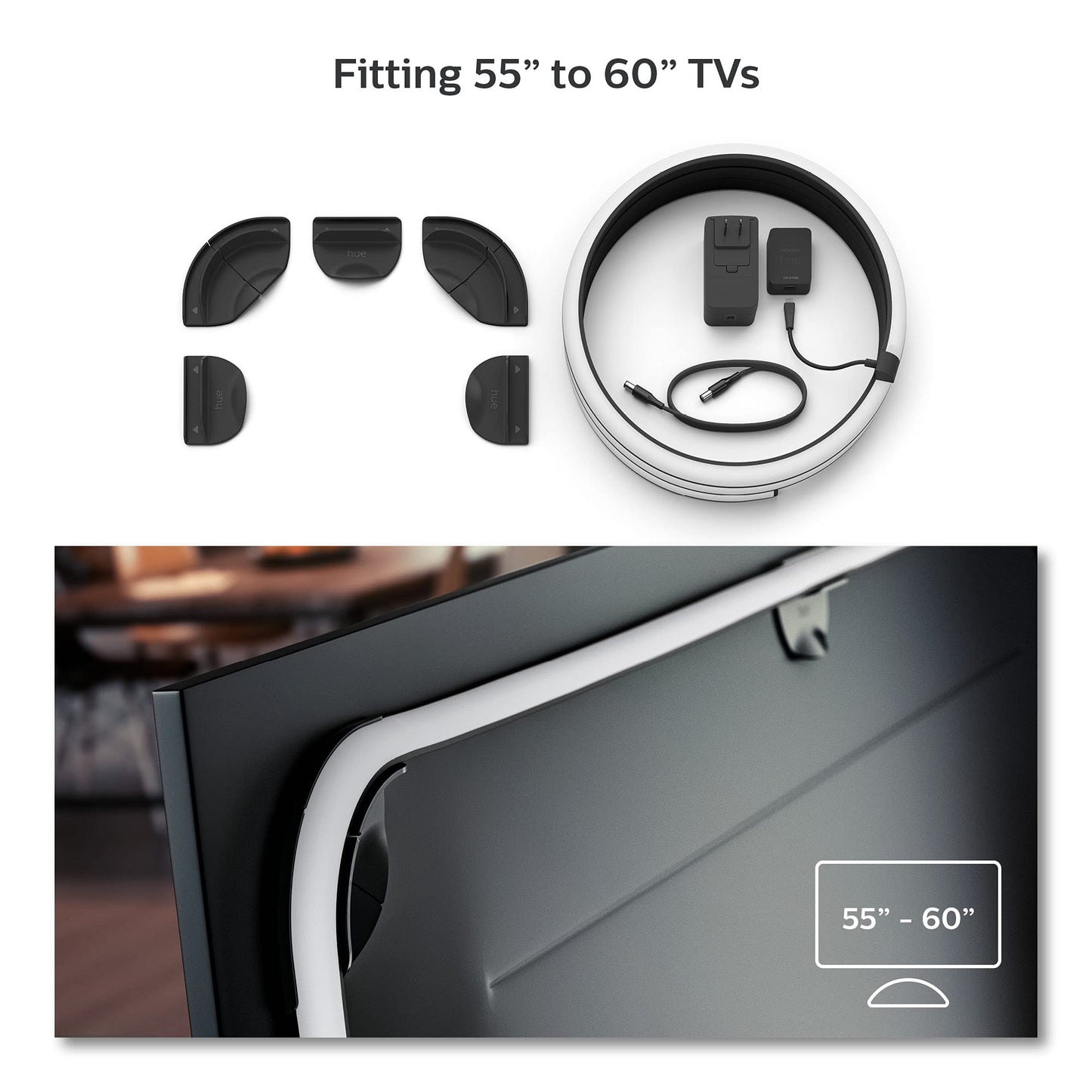 Philips Hue 55" Smart TV Light Strip with Bridge - White and Color Ambiance LED Color-Changing TV BackLight - Sync with TV, Music, and Gaming - Requires Sync Box - Control with Hue App or Voice