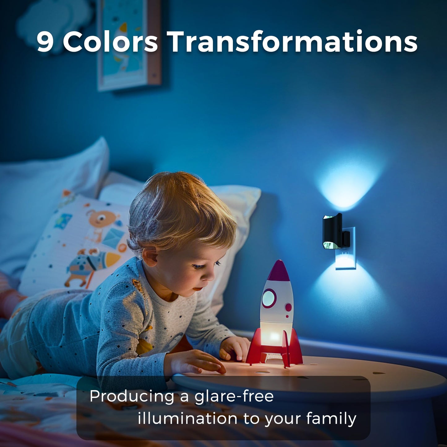 L Lohas Led Night Lights Plug Into Wall  Plug In Night Light With Dusk To Dawn Sensor  Color Changing Nightlight For Kids Hallway Bedroom Stairway Bathroom Gift And Party  2 Pack