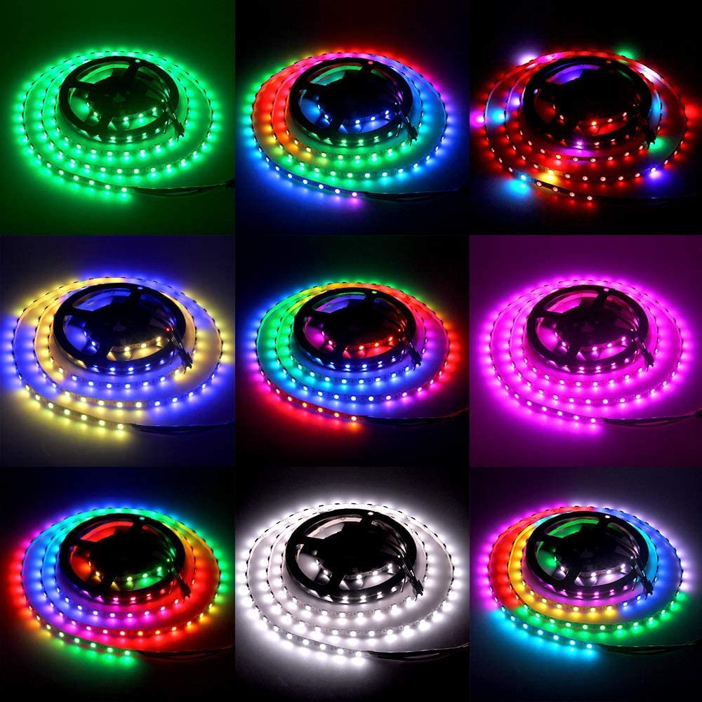 Alitove 5Mm Ws2812B Rgb Led Strip Light, 6.6Ft, 120 Leds, White, Super Narrow, Programmable, For Home Theater & Bar Decor