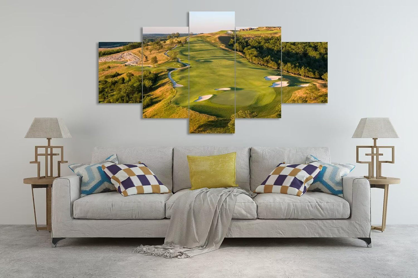 chenchenArt Paynes Valley Golf Course Wall Art for Office Living Room Bedroom Wall Decorations Paynes Valley Golf Course Picture Poster Canvas Prints Framed Ready to Hang(50''W x 24''H)