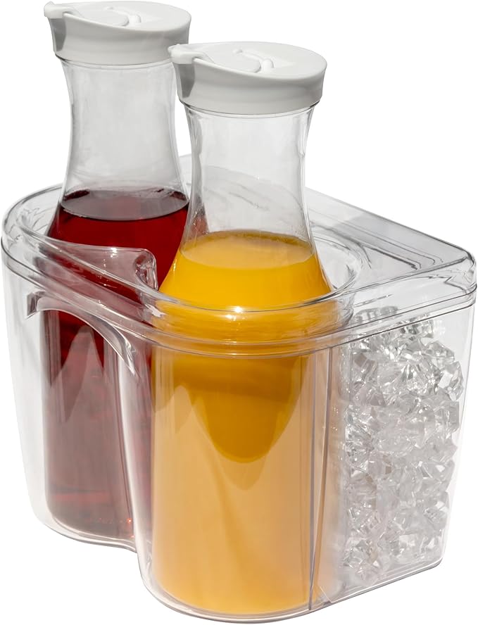Ice Chilled Wine Bottle Server and Carafe Set - Includes Two 1.35L Carafes | Champagne & Wine Bottle Chiller | Shatter Resistant Cooler for Bars and Outdoors | Keeps Bottles Cooler for Longer