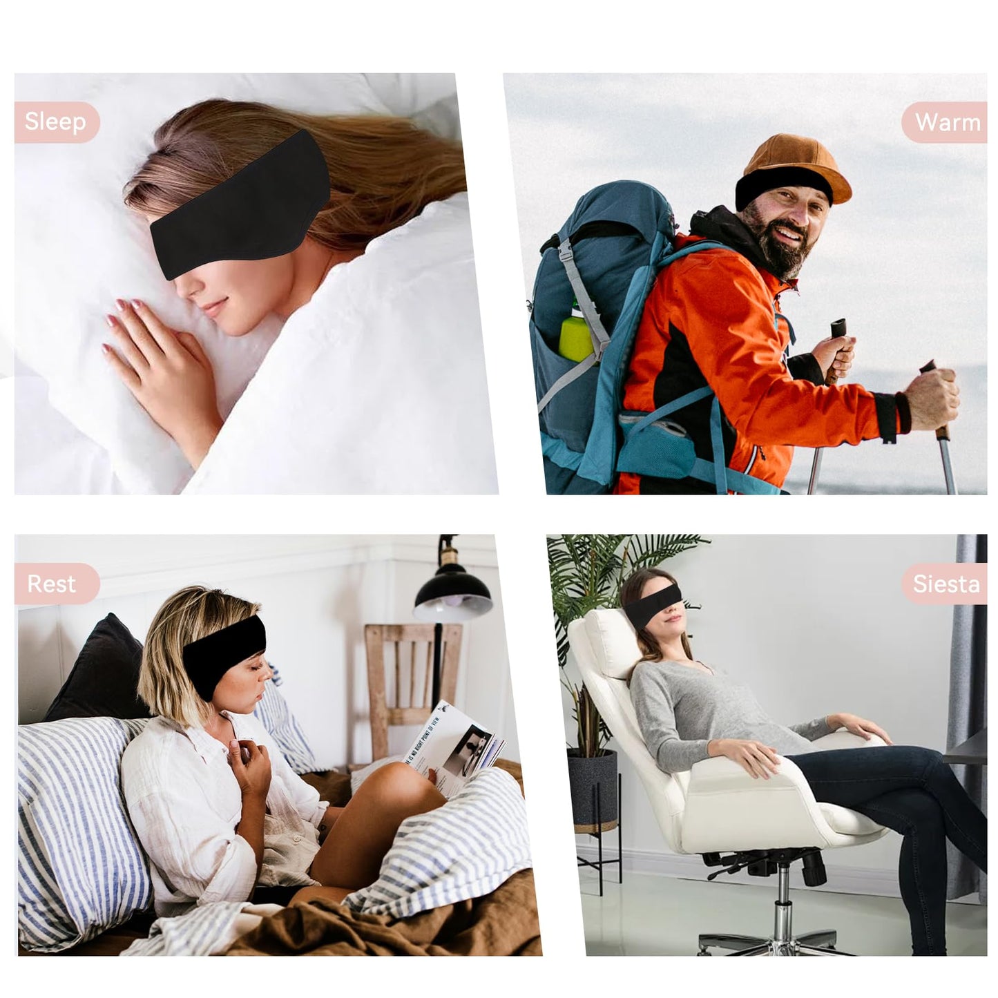 Agatige Sleep Ear Muffs, Soundproof Sleep Earmuff Headband Sleeping Noise Cancelling Ear Wrap Muffs Winter Women Sleep Mask (1, Black)
