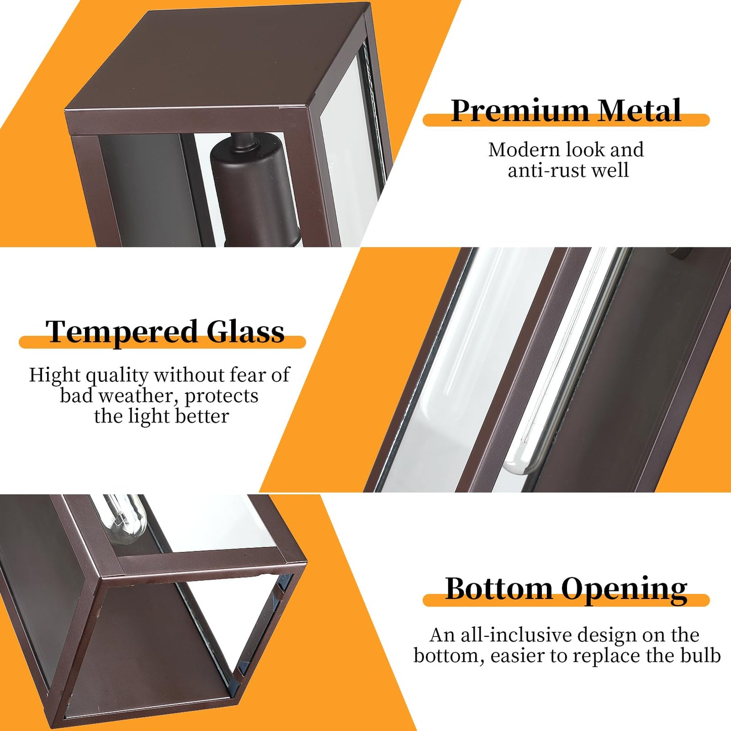 Criry Outdoor Wall Lighting Fixtures, 15.8 Waterproof Metal Sconce, Brown, 2-Pack, Modern Design For Patio & Entryway, Model Wl103B-Bw-1