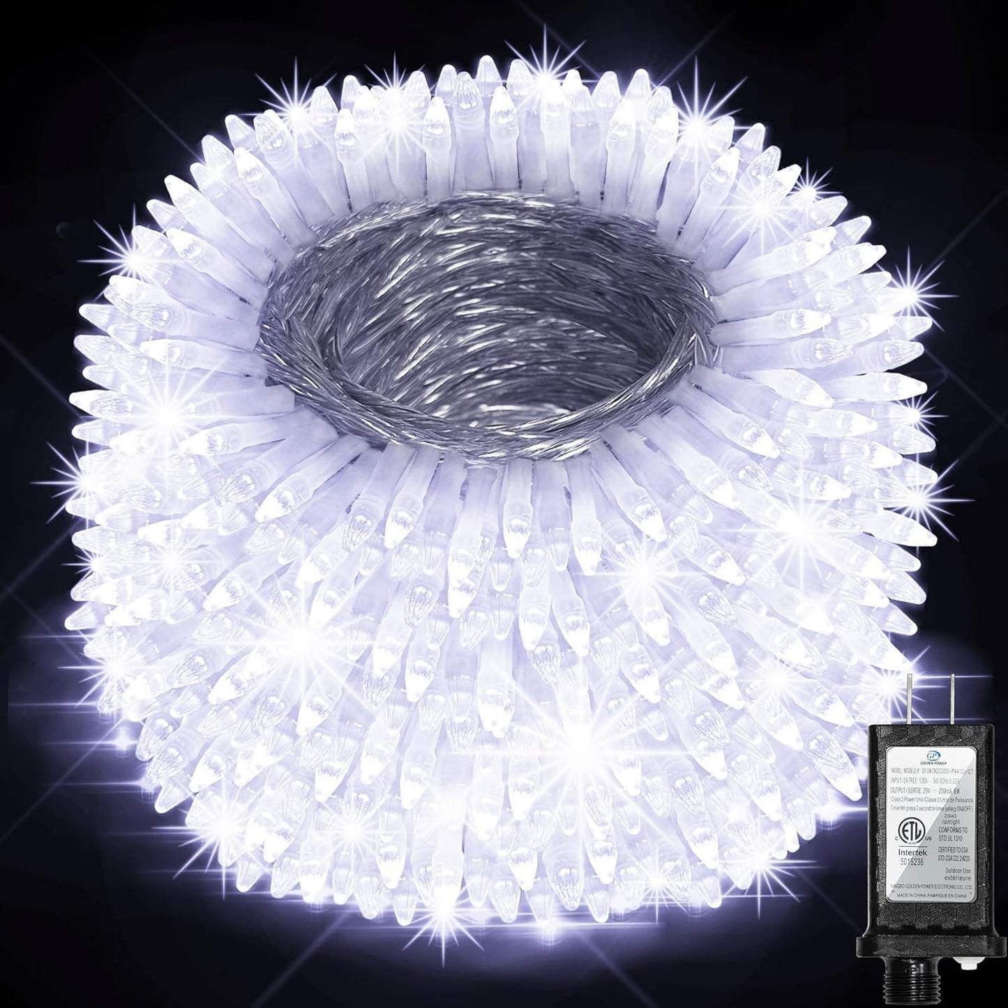 340 Led 90Ft Christmas String Lights Outdoor  12 Pro Modes And Timer Memory & Brightness  Plug In Outdoor Waterproof Clear Wire Twinkle Light For For Xmas Yard Tree Wedding Party Decor (Cool White)