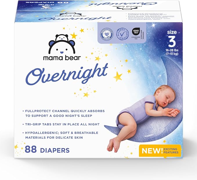 Amazon Brand - Mama Bear Overnight Diapers, Size 3, 88 Count