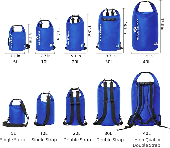 ROCK CLOUD Dry Bag Waterproof 30L Dry Sack for Kayaking Rafting Boating Beach Surfing Swimming Canoe Camping Hiking Fishing Ski