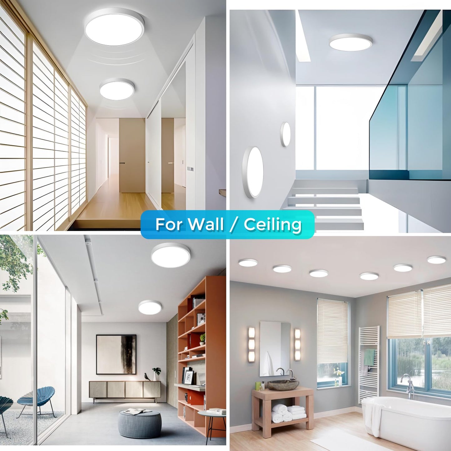 Lightingwill 7 Inch Led Flush Mount Ceiling Light Fixture  2800K Warm White  1500Lm  12W  Flat Modern Round Lighting Fixture  120W Equivalent White Ceiling Lamp For Kitchens  Bedrooms.Etc.