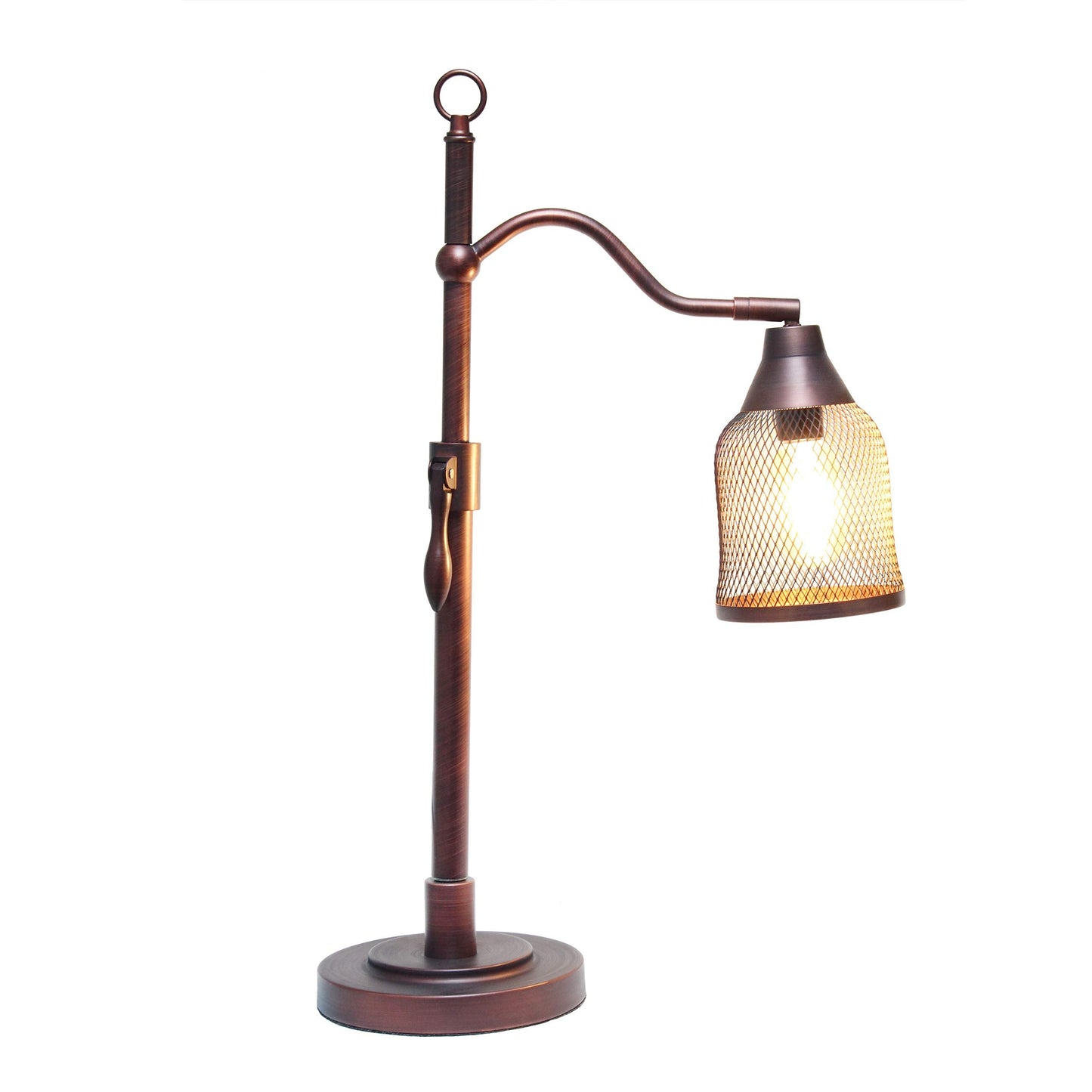 Elegant Designs LT1059-RDB Adjustable Table Lamp, Metal Netted Shade, Red Bronze