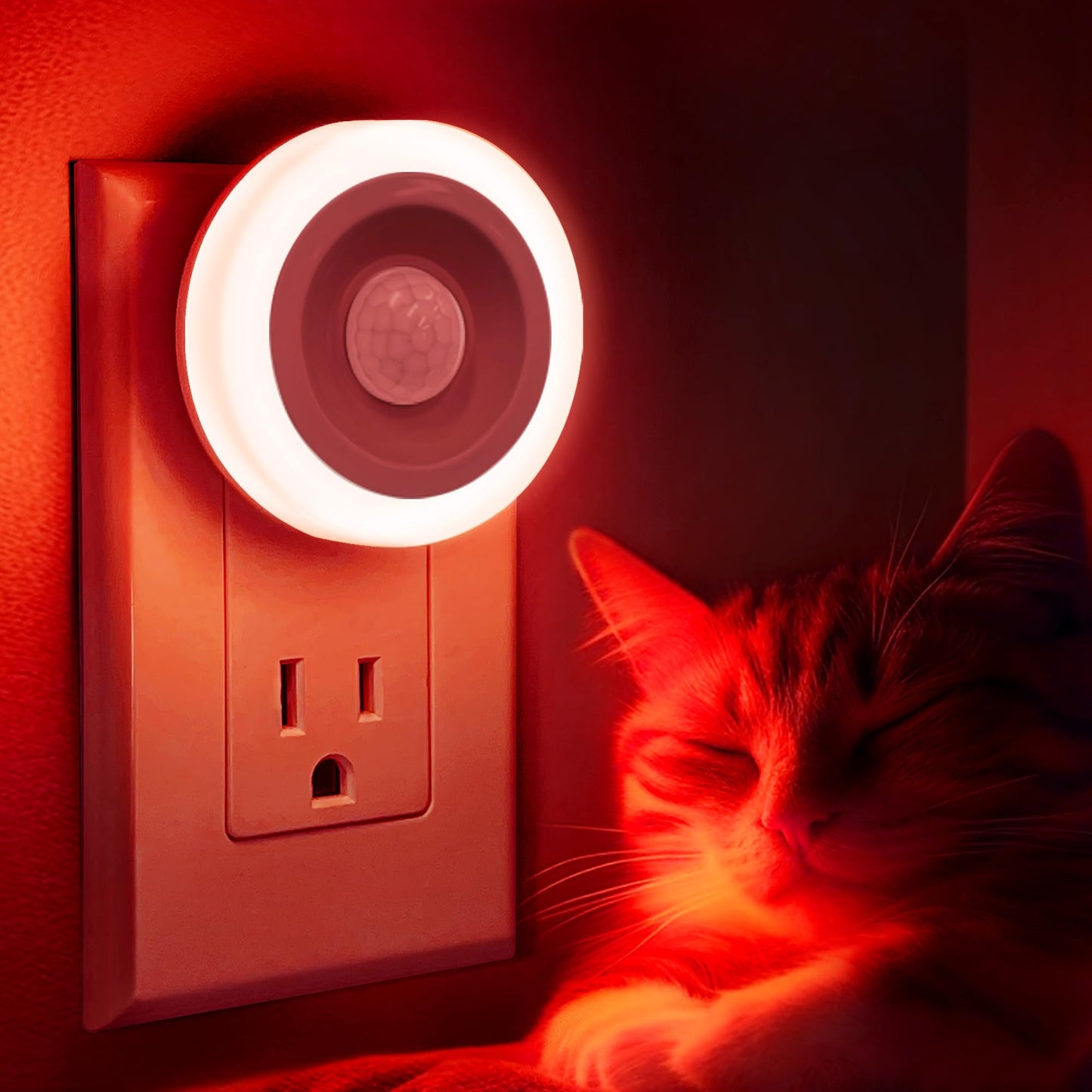Briignite Motion Sensor Night Light, Auto On/Off, LED, 0.6W, 2 Pack, Red