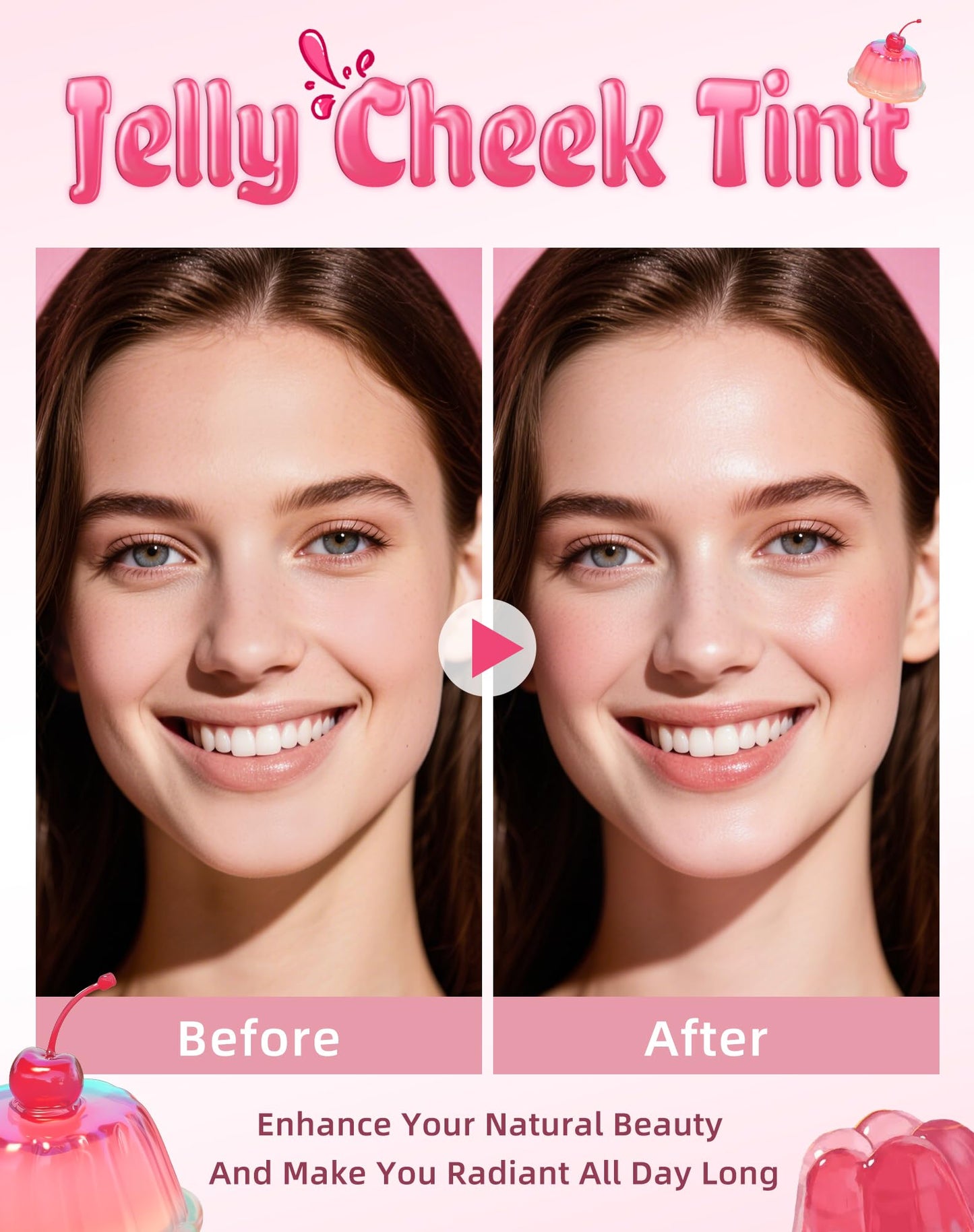 KIMUSE Jelly Cheek & Lip Tint, Watercolor Blush, Multi-Use Makeup, Tint for Cheeks, Lips & Eyes, Lightweight, Sheer & Buildable